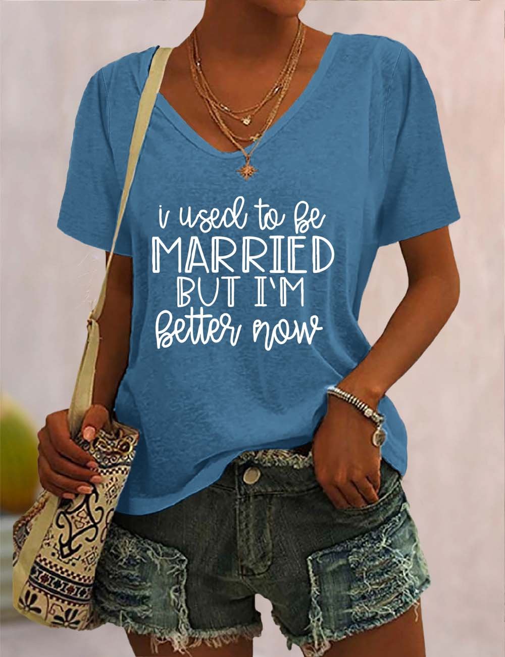 I Used To Be Married But I'm Better Now V Neck T-Shirt
