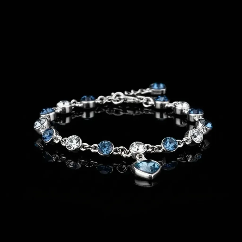 The Azure Heart Charm Bracelet | Lustrous Silver Edition