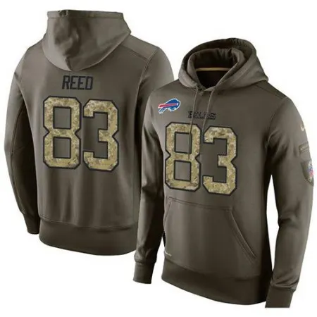 NFL Men's  Buffalo Bills #83 Andre Reed Stitched Green Olive Salute To Service KO Performance Hoodie