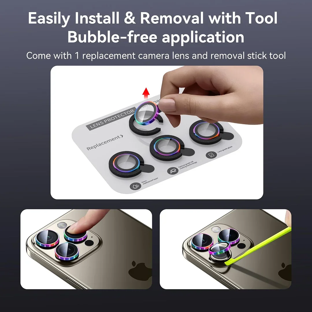 Suitable for iPhone13/14/15 series metal anti-fall, anti-scratch and anti-scratch lens protective film