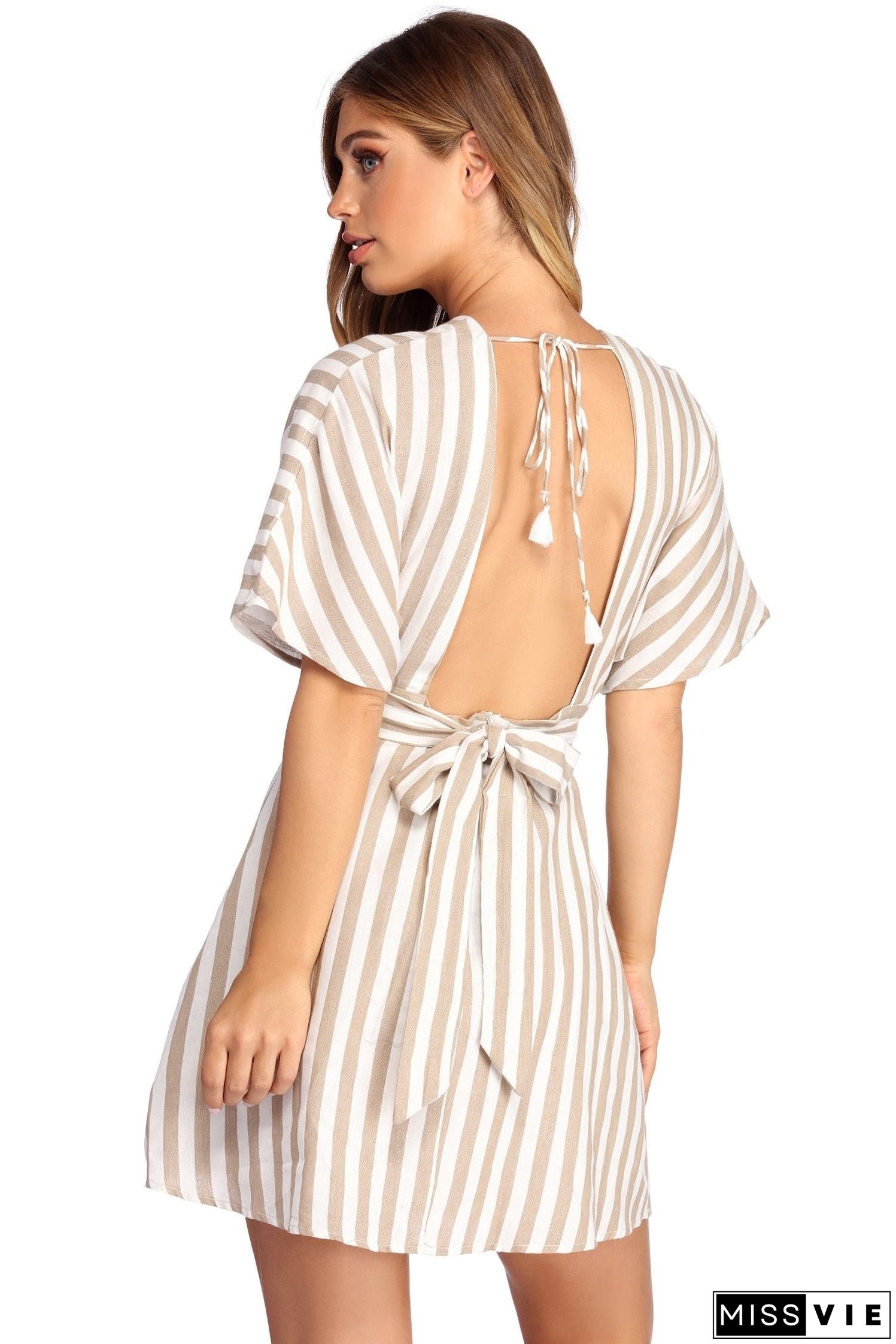 Buttoned Up Stylish In Stripes Dress