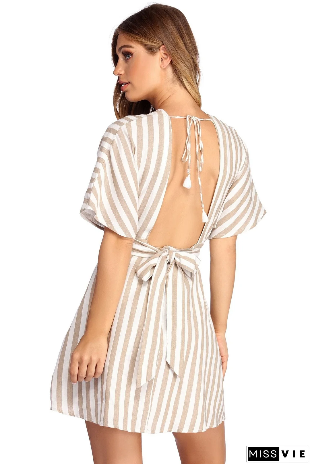Buttoned Up Stylish In Stripes Dress