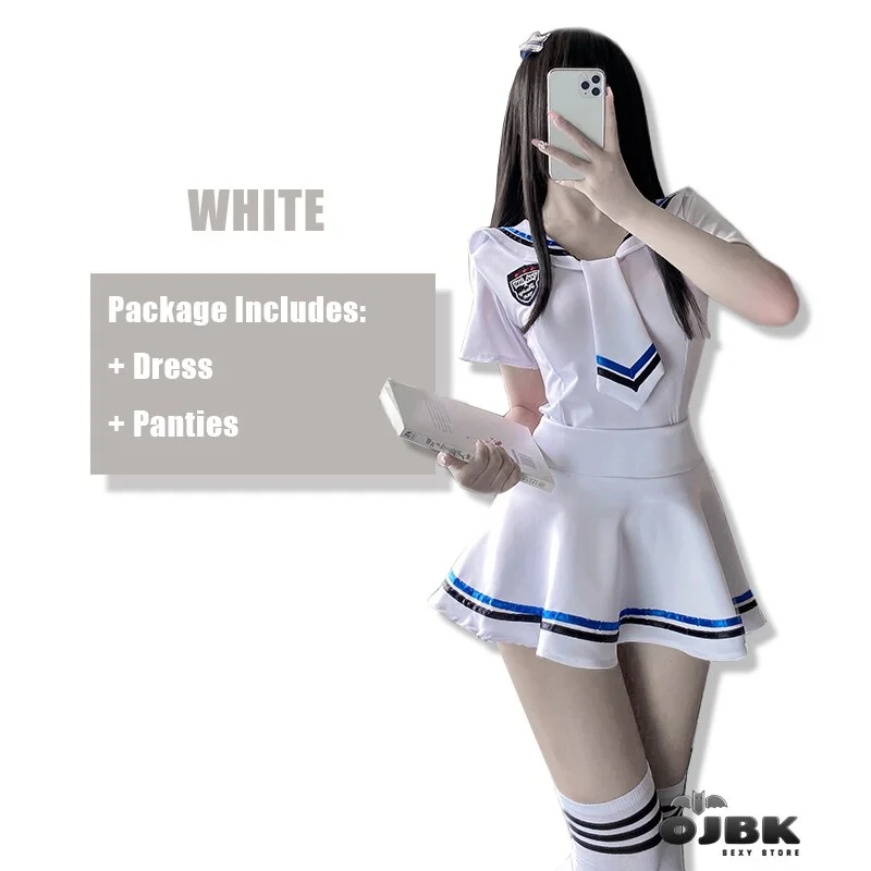 Billionm Sexy Cosplay Costumes College Blue White High Quality Soft Fabric Sailor Suit With Lovely Panties Energetic Student Uniform 2021