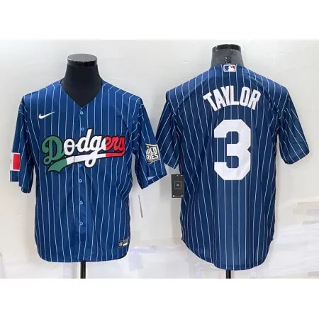 Men's Los Angeles Dodgers #3 Chris Taylor Navy Mexico World Series Cool Base Stitched Baseball Jersey Q4LI
