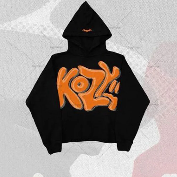 Puff Print Hip Hop Street Graphic Pullover Hoodie