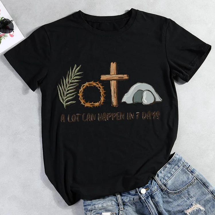 A Lot Can Happen in 7 Days Round Neck T-shirt-Annaletters