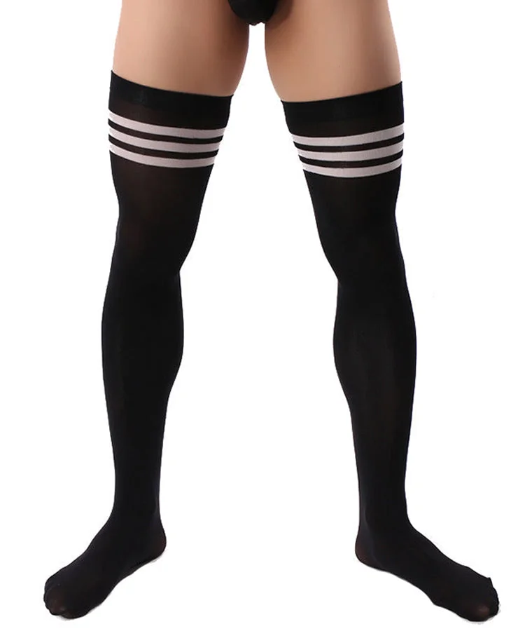 Ciciful Men's Striped Stockings - Black