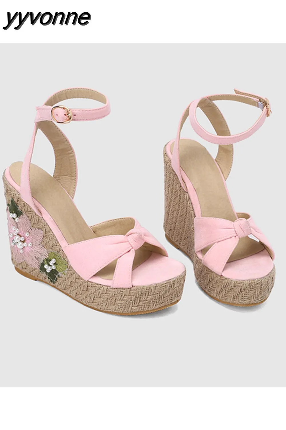 yyvonne High Heel Sandals For Women Cross Strap Fashion Platform Sandals Shoes Summer Narrow Band High Heeled Straw Espadrille