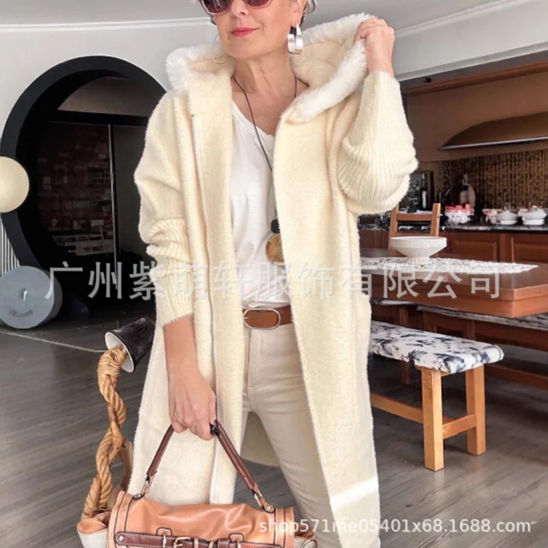 Nigikala Nigikala New Autumn And Winter Casual Hooded Real Fox Hair Collar Fashion Knitted Knitted Shirt Outside Fur Coat Woman
