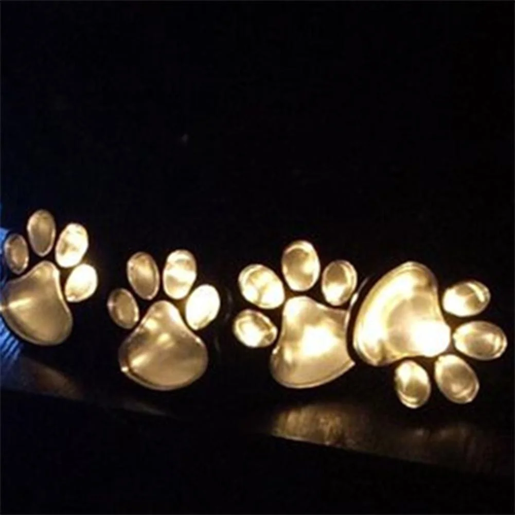 4 Solar Cat Animal Paw Lights Garden Lantern LED Path Lamp/Warm Color