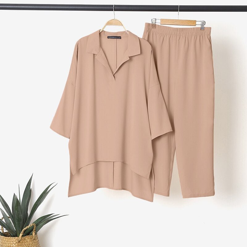 2PCS Pant Sets Spring Lapel Neck Long Sleeve Blouse Suits Urban Tracksuit ZANZEA Women OL Matching Sets Casual Solid Work Sets