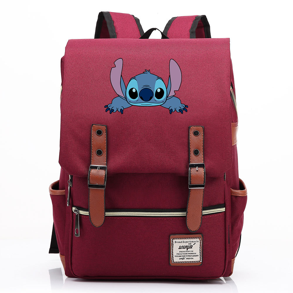 Stylish Lilo & Stitch Square Backpack with Belt Buckle Design - Fits 15-inch Laptop-Mayoulove