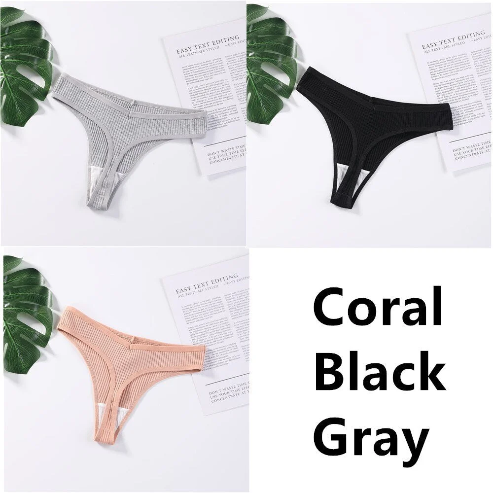3Pcs/Set Panties G-String Ladies Sexy Panties Ladies Ladies Thong Underwear Low Waist Solid Comfortable Cotton Panties Lingerie