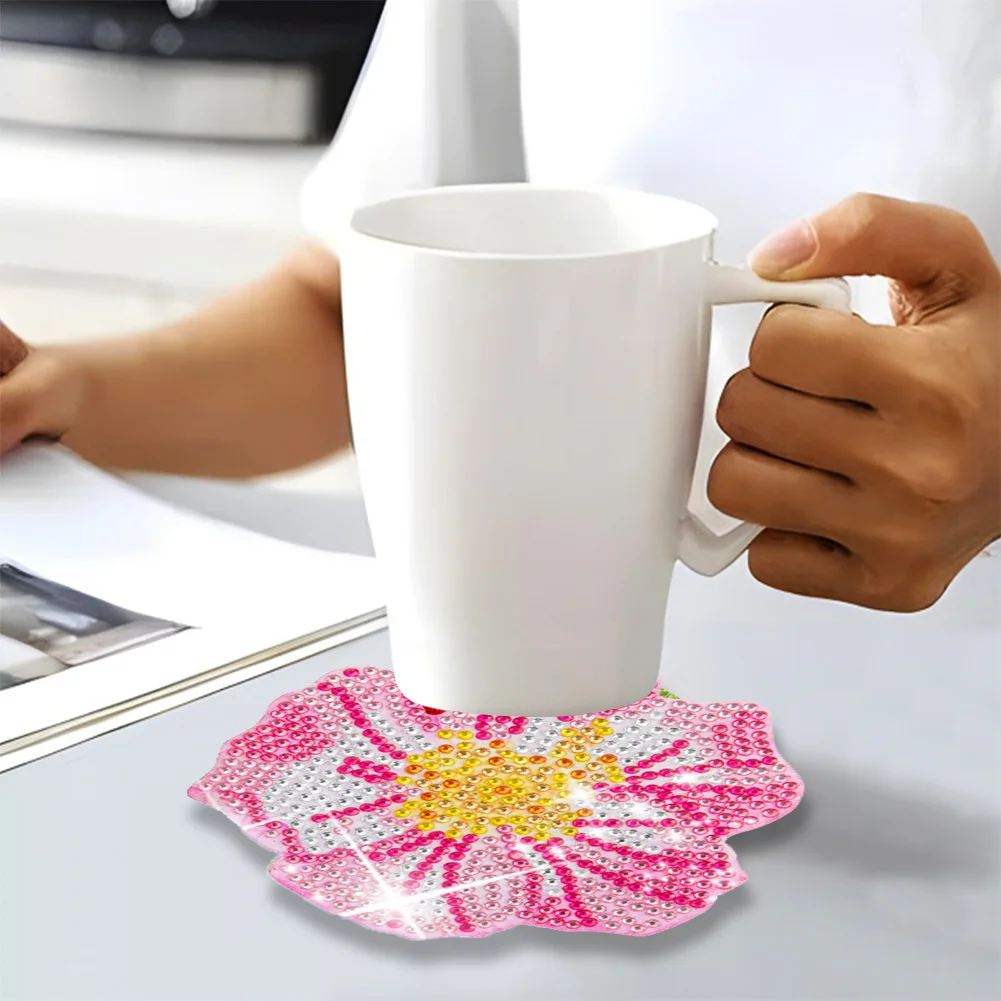 6pcs DIY Flower Anti Slip Coasters Stackable Creative for Tabletop Protection