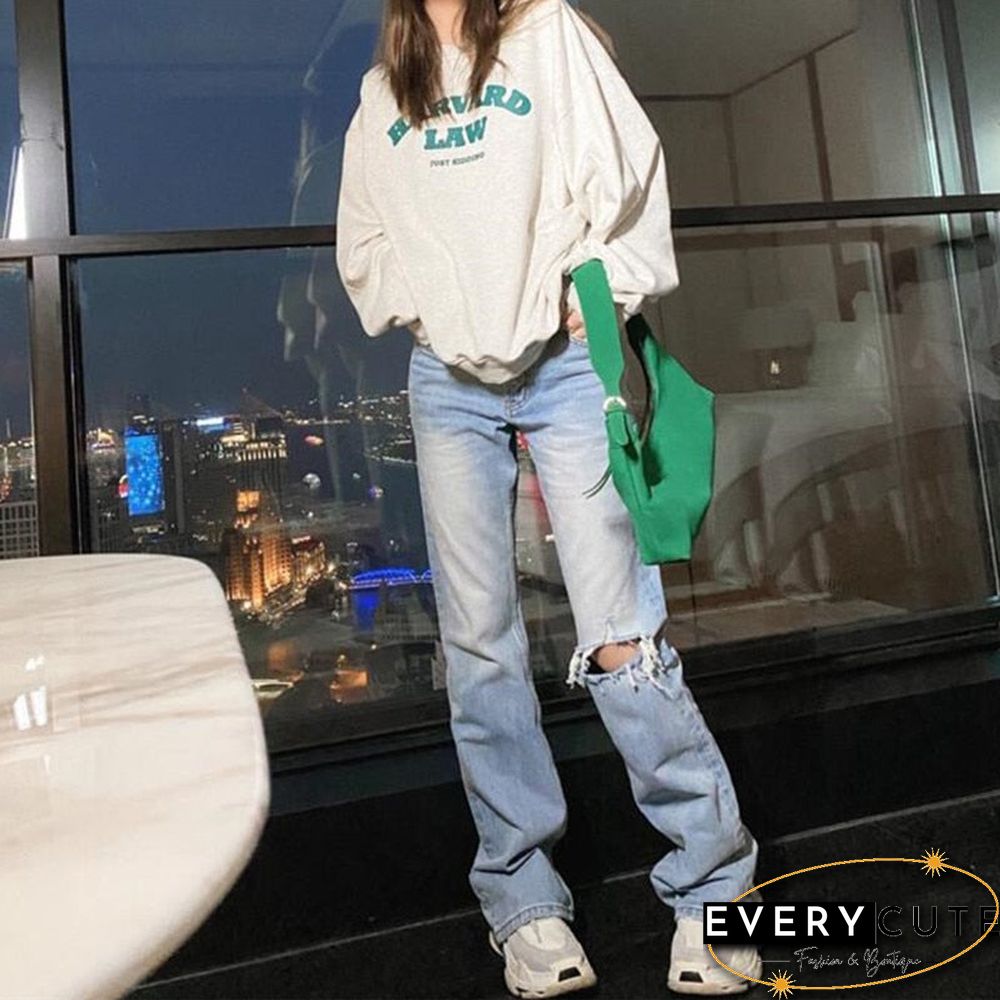 Woman Jeans Ripped High Waist Clothes Wide Leg Denim Clothing Streetwear Vintage Quality Fashion Harajuku Straight Pants