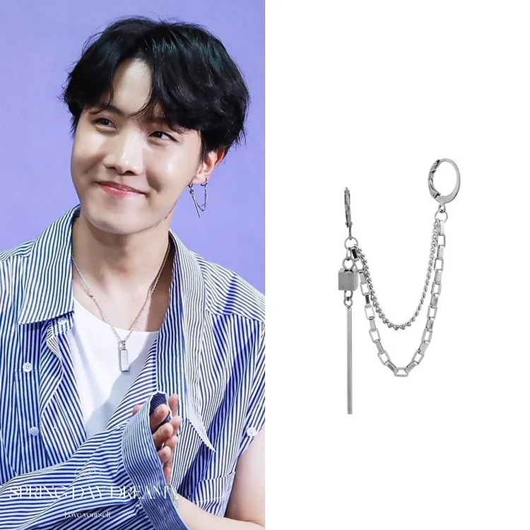 BTS Jimin Hoop Bar and Chain Tassels Earring: BTS Earring – Impulse Notion