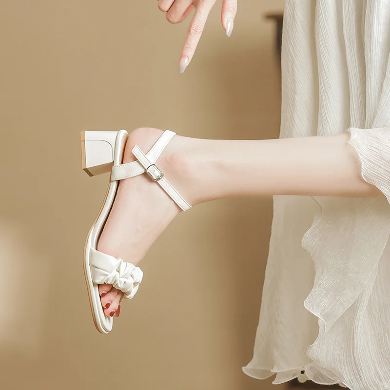 Uveng Uveng New 2023 Summer Thick Heel Sandals For Women To Wear A Soft Bottom With A Fairy Dress