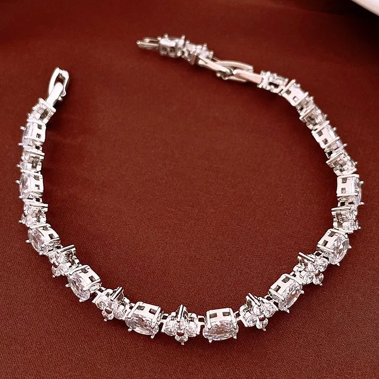 Colorful CZ Floral Bracelet with an Oval Gemstone Design