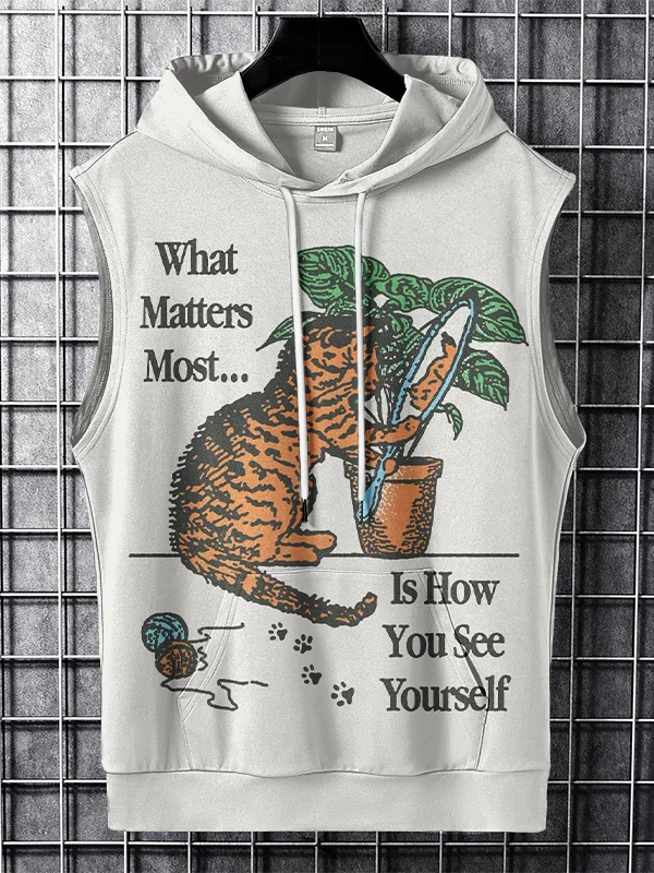 Men's What Matters Most Is How You See Yourself Print Hooded Tank Top