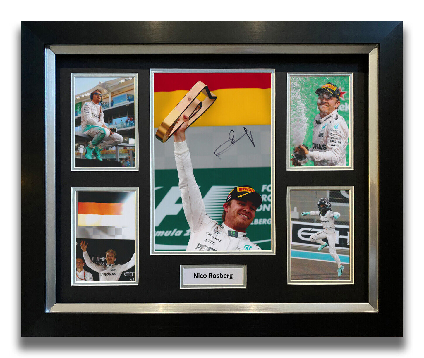 NICO ROSBERG HAND SIGNED FRAMED Photo Poster painting DISPLAY - MERCEDES F1 AUTOGRAPH.