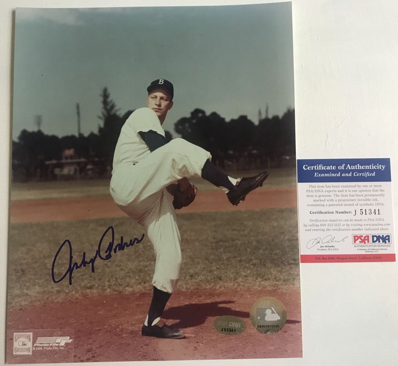 Johnny Podres (d. 2008) Signed Autographed Glossy 8x10 Photo Poster painting Brooklyn Dodgers - PSA/DNA COA