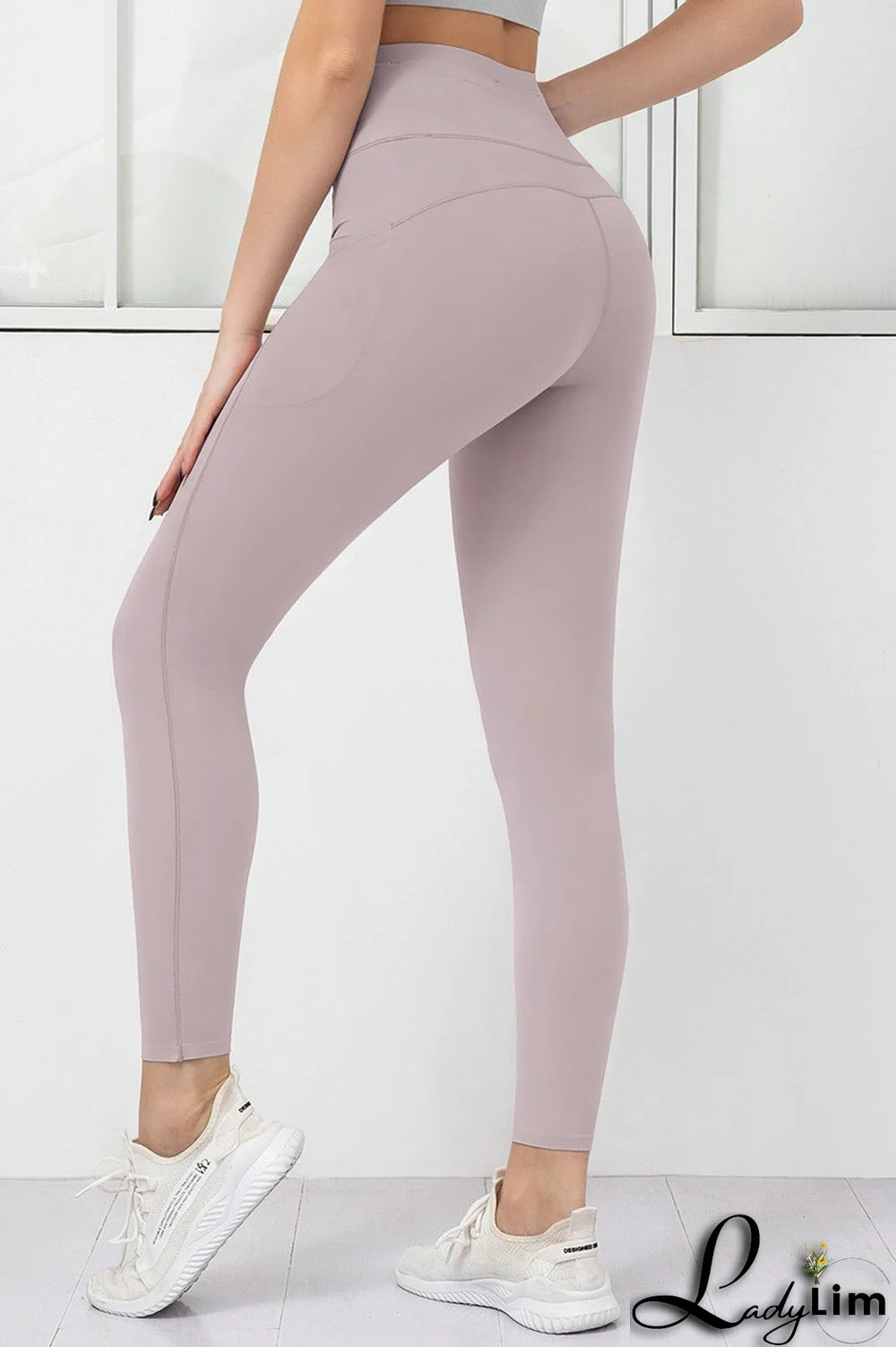 Orange Pink Casual Sportswear Solid Basic Skinny High Waist Trousers