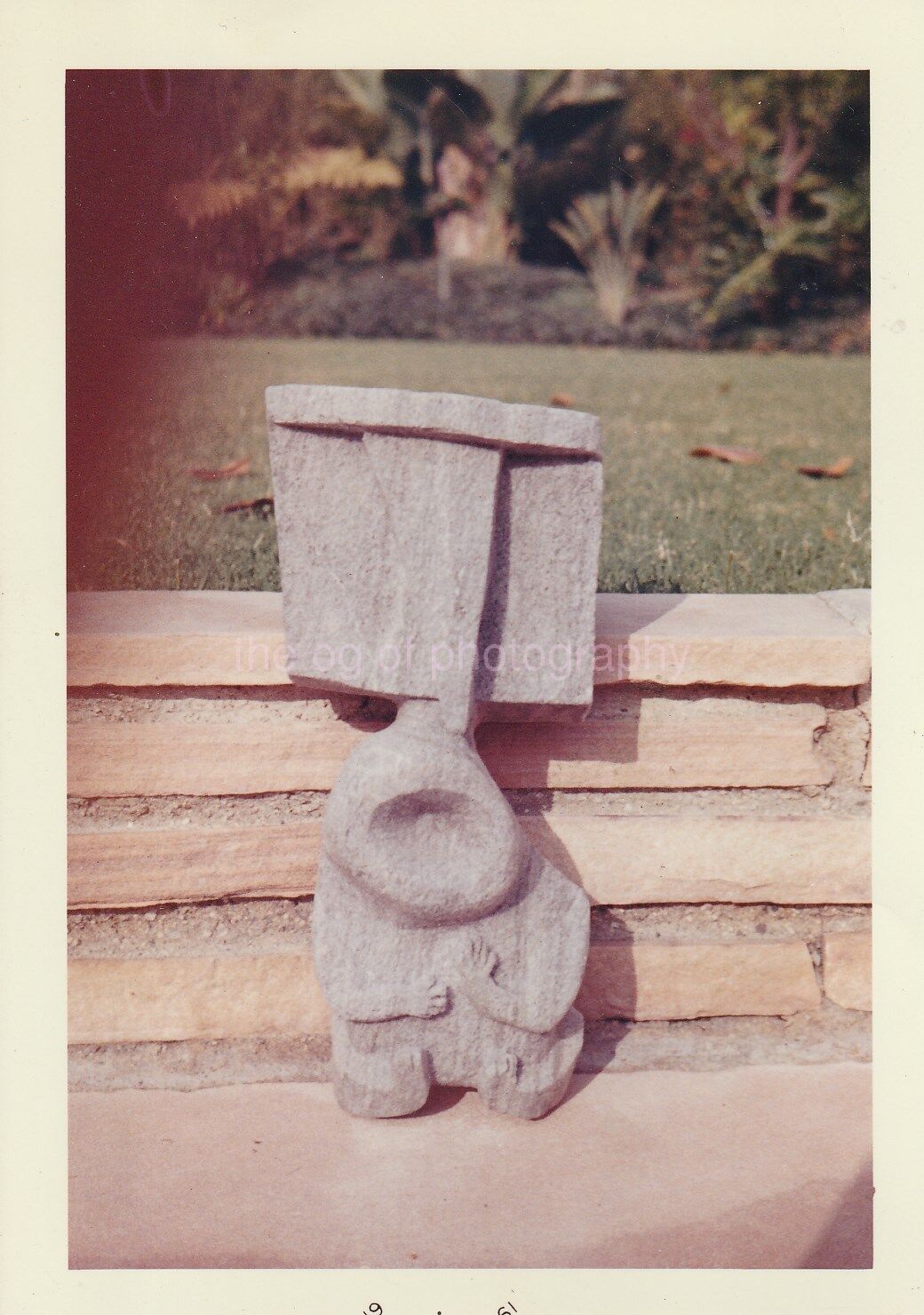 Funky Sculpture FOUND Photo Poster painting ColorOriginal Snapshot VINTAGE 85 23X