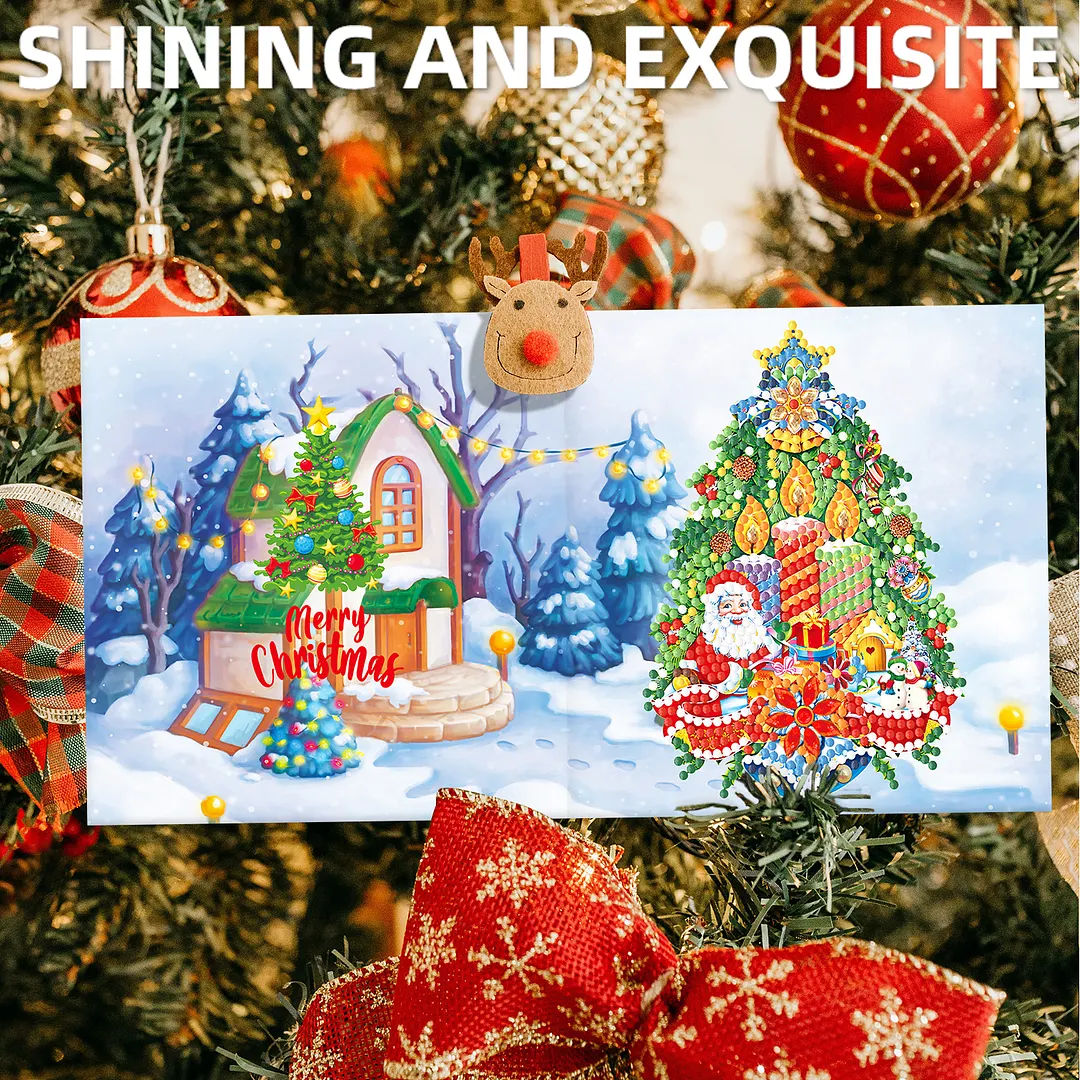 8PCS Winter Cartoon DIY Diamond Painting Greeting Card Kits with Envelopes Diamond Art Greeting Cards Diamond Art Cards Kits for Adults DIY Crafts Family Friend Gifts