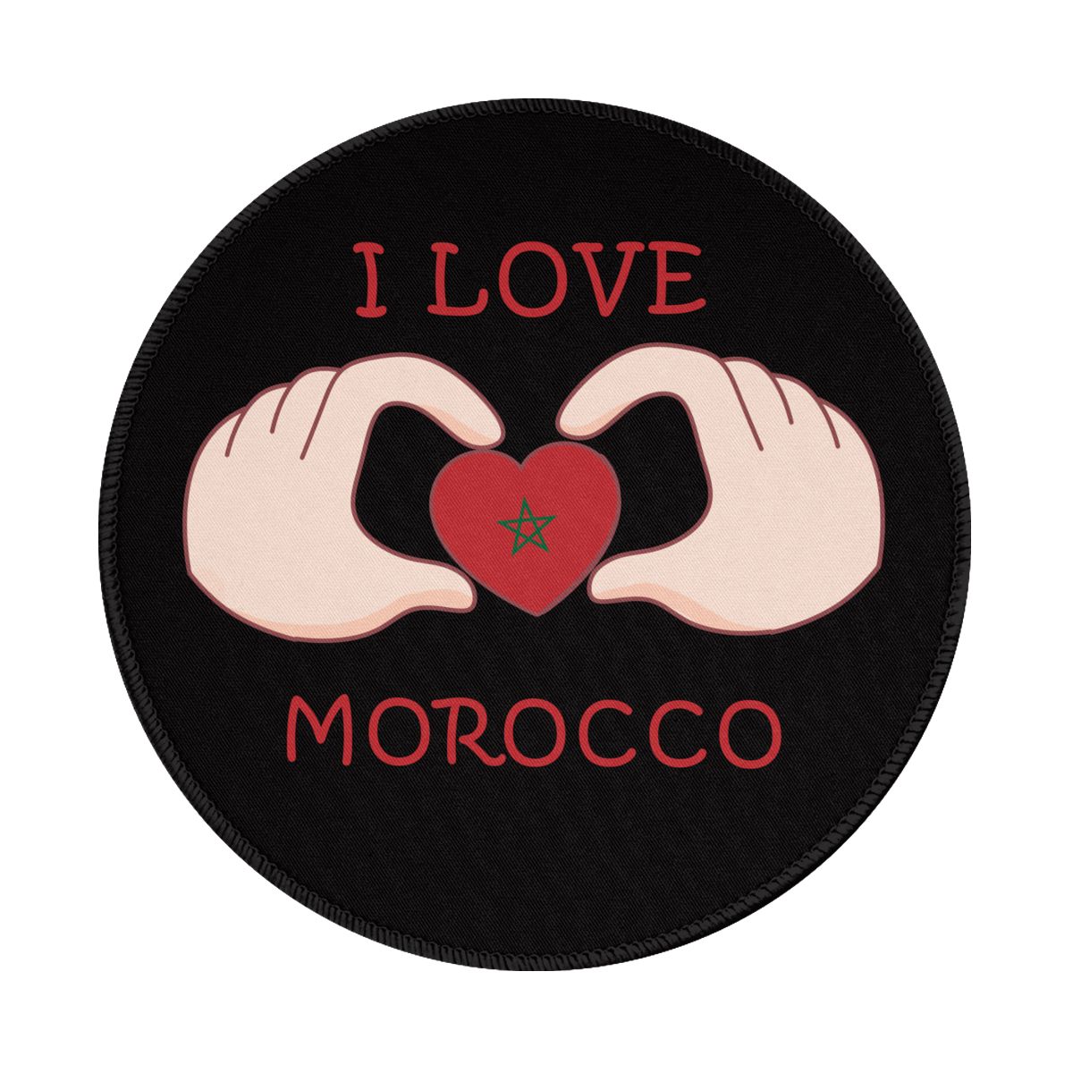 I Love Morocco Waterproof Round Mouse Pad for Wireless Mouse