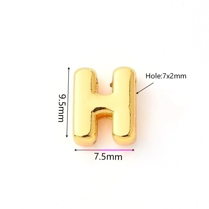 1 Pc/Package 9.5x6mm 9.5×7.5mm 9.5x8mm 7x2mm Copper 18K Gold Plated Letter Bubble Polished Beads