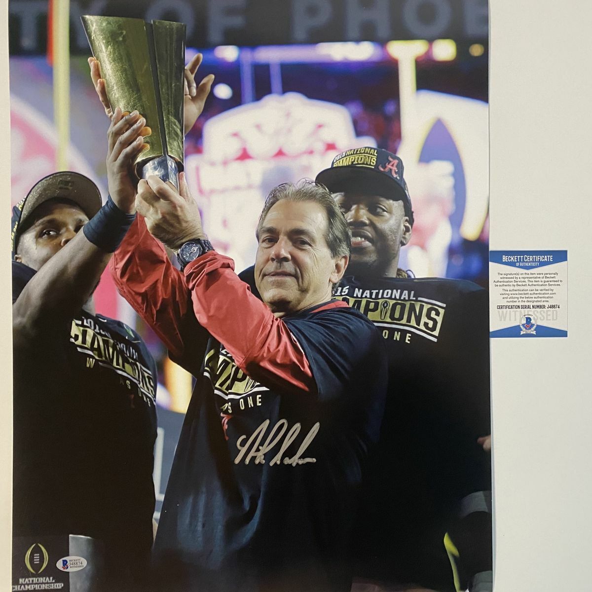 Autographed/Signed NICK SABAN Alabama Crimson Tide 16x20 College Photo Poster painting BAS COA 3