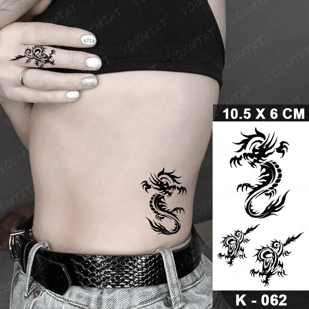 Waterproof Temporary Tattoos Sticker Flower Gun Black Ak 47 Tattoo Realistic Body Art Tatoo Waist Woman Man Child Fake Tatto