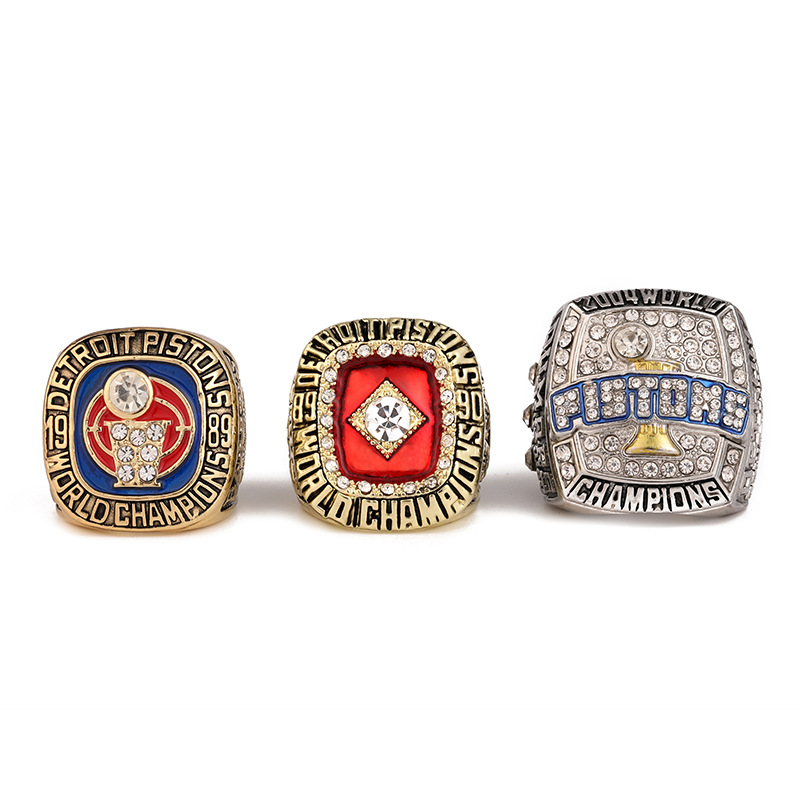 Detroit Pistons 1989, 1990 & 2004 NBA championship rings set