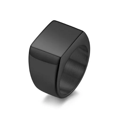 Minimalist Vintage Black Square Stainless Steel Ring