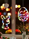 Easter Window Lights 2 Pack Easter Egg and Bunny Shaped Battery Operated Indoor Lights Holiday Decorations for Indoor Outdoor Party Decor