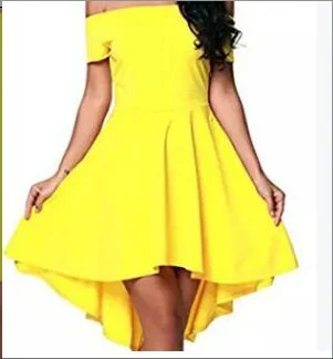 Uveng Off-shoulder Sleeve Large Swing Dovetail Color Dresses