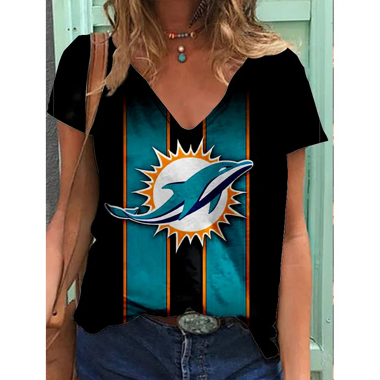 Miami Dolphins Lightweight Short Sleeve V-Neck T-Shirt
