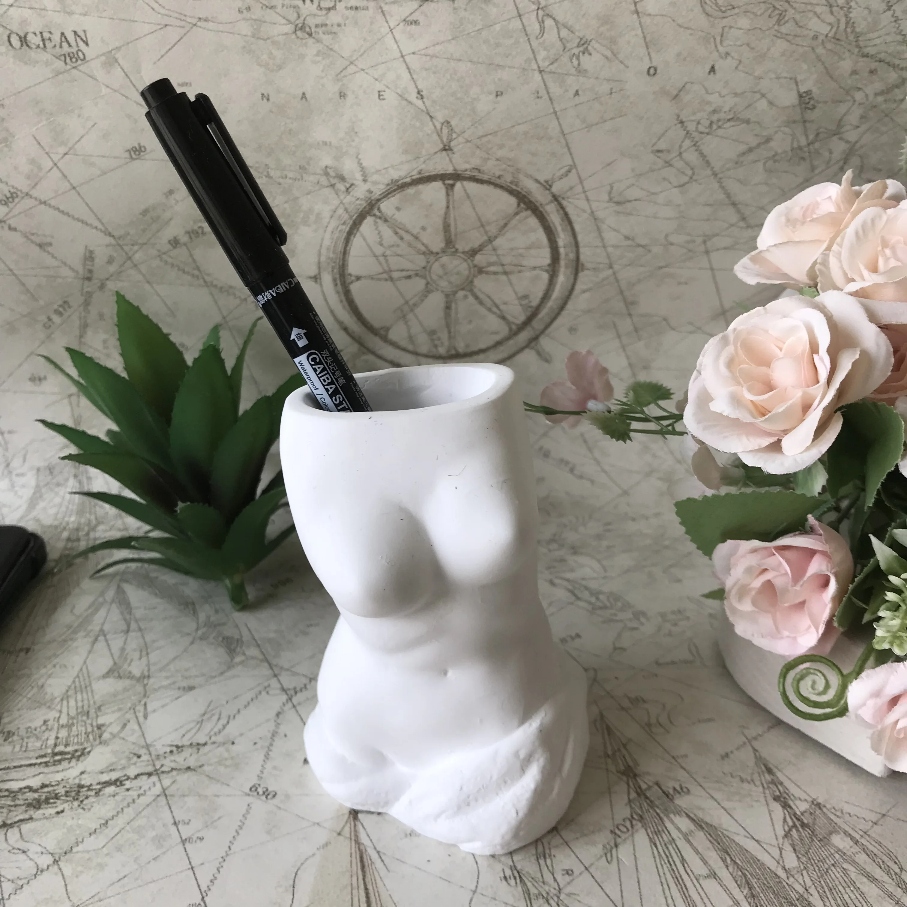 3D Human Body Plaster Resin Vase Molds, Pen Holder, Cake Baking Chocolate Mold, DIY Candle Making, Silicone Flower Pot Mould