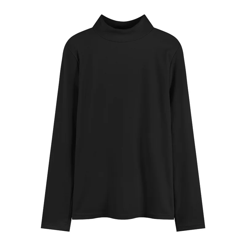 Brownm Brownm Velvet Half High Collar Bottom Shirt Women's Autumn 2024 New Interior With White Long-Sleeved T-Shirt Women's Chic Student Jacket