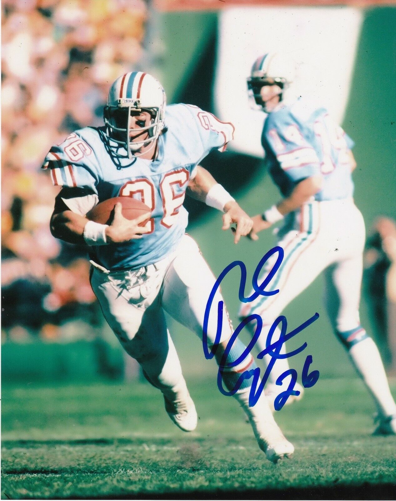 ROB CARPENTER HOUSTON OILERS ACTION SIGNED 8x10