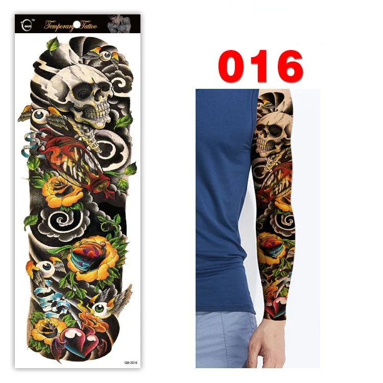 Full Arm Series Temporary Tattoo Full Arm Tattoo Sticker Lasting Waterproof Sweat Flower Arm Full Arm Tattoo Big Picture Sticker