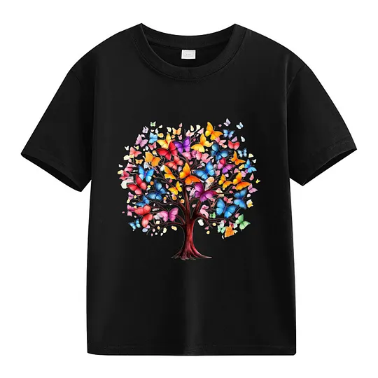 【2Y-13Y】Colorful Butterfly Tree Of Life Kids' T-Shirt
