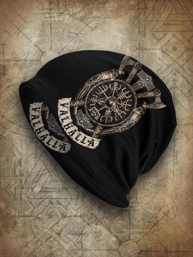 Men's Viking Nordic Runes Valhalla Celtic Knot Beanie / Rvogue / Rvogue
