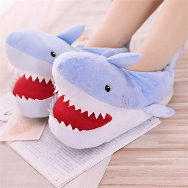 Cartoon Shark Plush Slippers