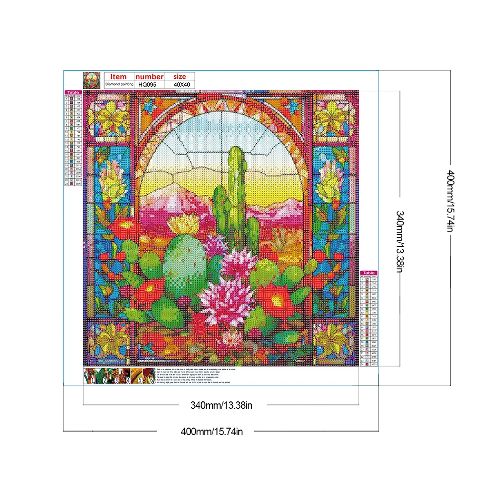Diamond Painting - Full Round Drill - Stained Glass Cactus(Canvas|40*40cm)