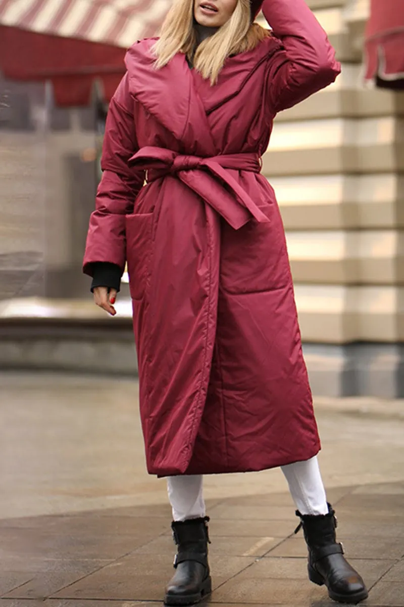 Casual British Style Solid Pocket Hooded Collar Outerwear