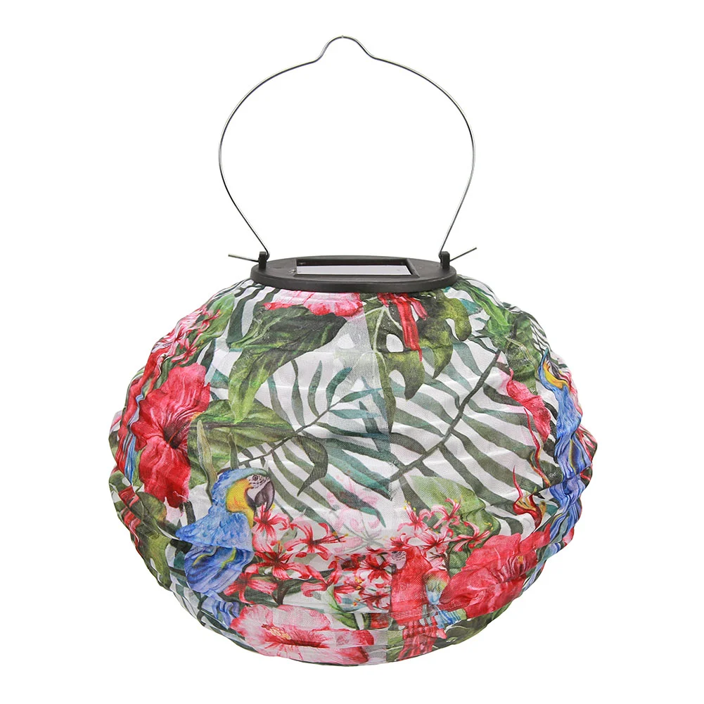 Solar Light LED Hanging Ball Lantern Waterproof Painted Pattern Lamp (B)