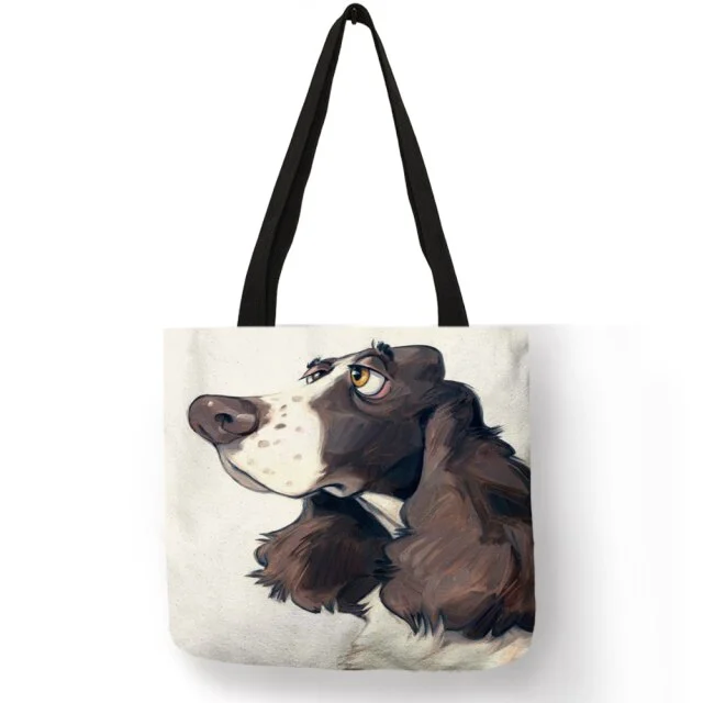 Linen Eco-friendly Tote Bag -  Greyhound Black Dog