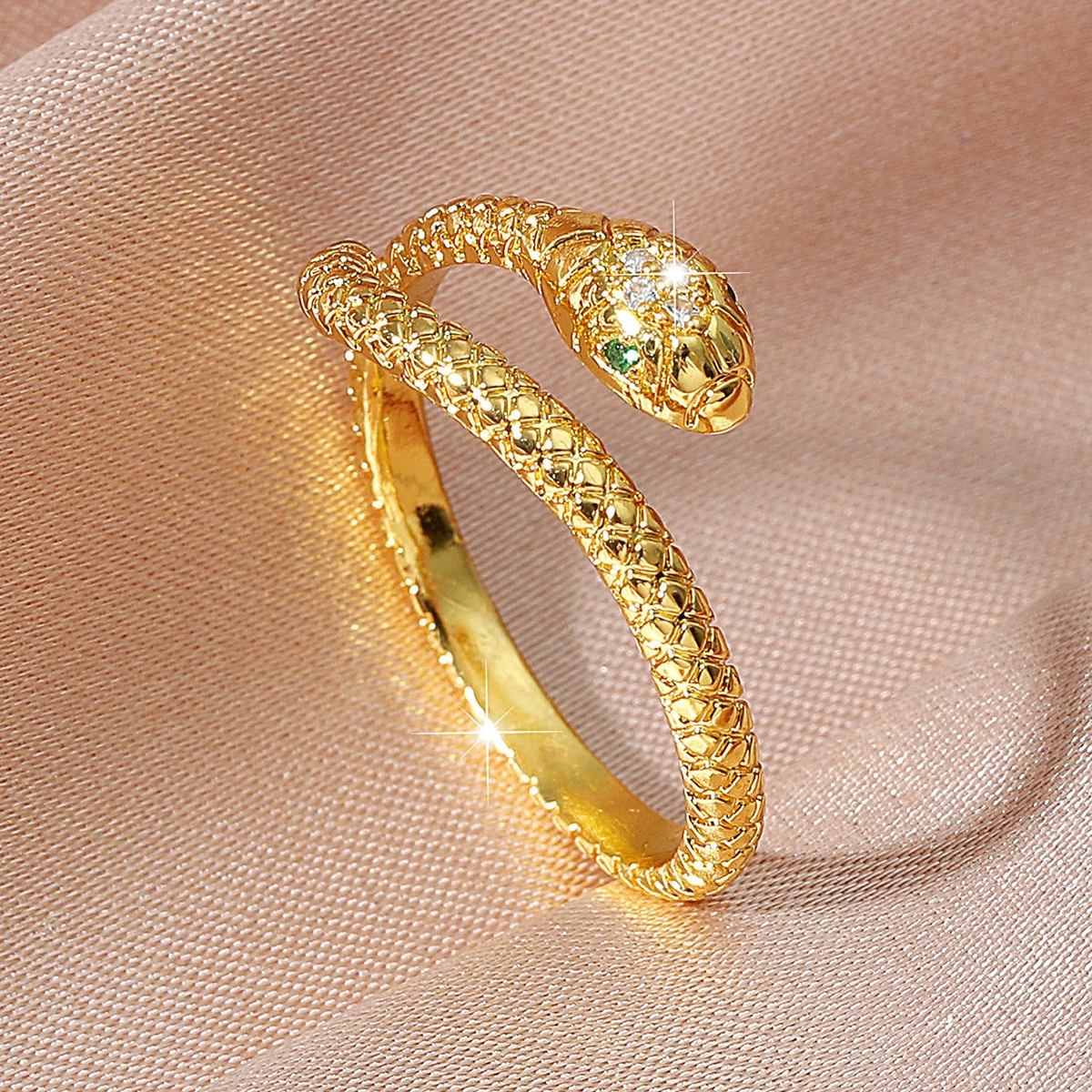Snake Zirconia Gold-Plated Ring
