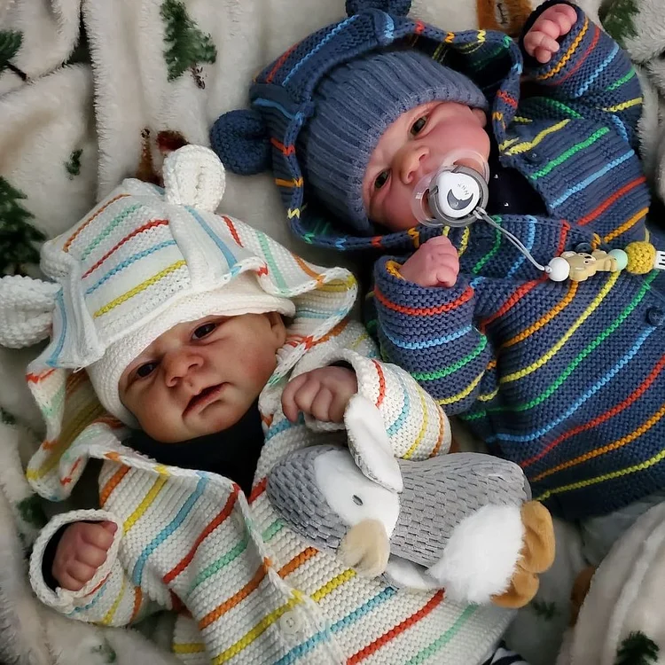  12"&16" Realistic Full Body Silicone Reborn Newborn Baby Twins Boys Kev and Lance - Reborndollsshop®-Reborndollsshop®